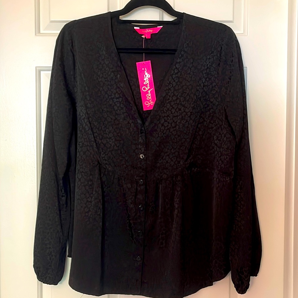 Lilly Pulitzer Hensley Top black leopard